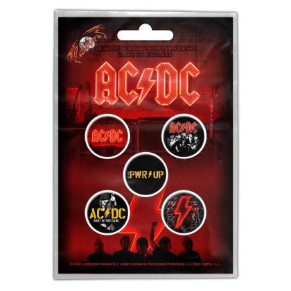 Официално лицензирани значки AC/DC 5 броя - перфектният подарък за всеки фен на легендарната банда