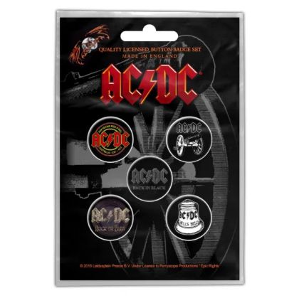 Официално лицензирани значки 5 броя AC/DC - FOR THOSE ABOUT TO ROCK - стилен и оригинален начин да покажете своята принадлежност