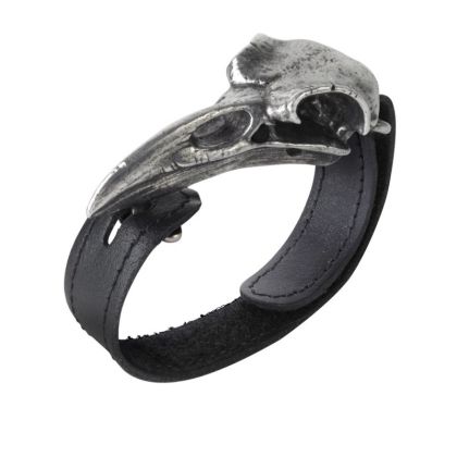 Alchemy Rabeschadel Raven Skull Leather Bracelet
