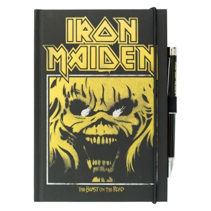 Тетрадка А5 с твърди корици + химикал с фенерче Iron Maiden