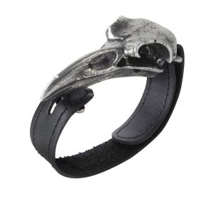 Alchemy Rabeschadel Raven Skull Leather Bracelet