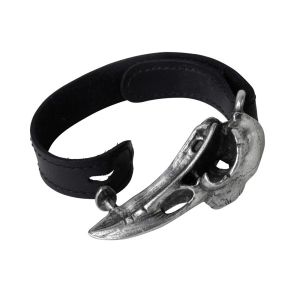 Alchemy Rabeschadel Raven Skull Leather Bracelet