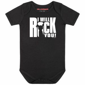 Бебешко боди I will rock you (черно)